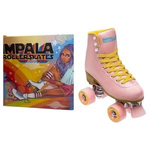 Impala NEW Roller Skates Quad Skate Vegan Leather PinkYellow 10 Lace Retro Disco